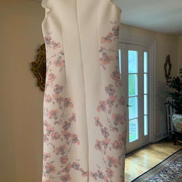 Nero by Jatin Varna pink & white floral fitted sheath dress, S 4. - Picture 7 of 8